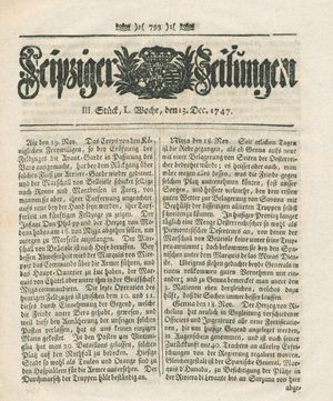 Leipziger Zeitungen vom 13.12.1747