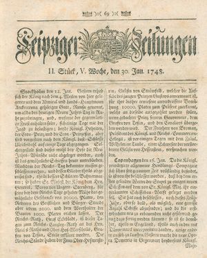 Leipziger Zeitungen vom 30.01.1748