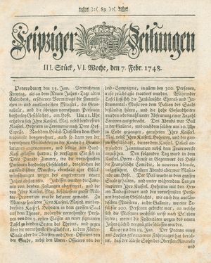 Leipziger Zeitungen on Feb 7, 1748