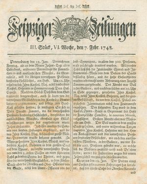 Leipziger Zeitungen vom 07.02.1748