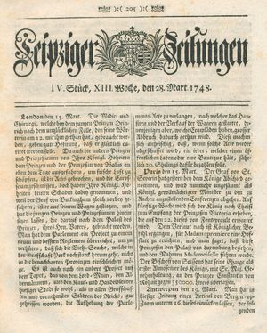 Leipziger Zeitungen vom 28.03.1748