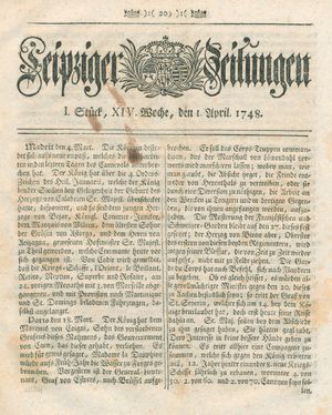 Leipziger Zeitungen vom 01.04.1748
