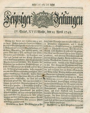 Leipziger Zeitungen vom 25.04.1748