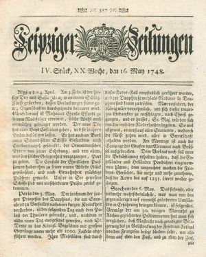 Leipziger Zeitungen vom 16.05.1748