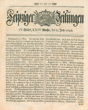 Leipziger Zeitungen vom 13.06.1748