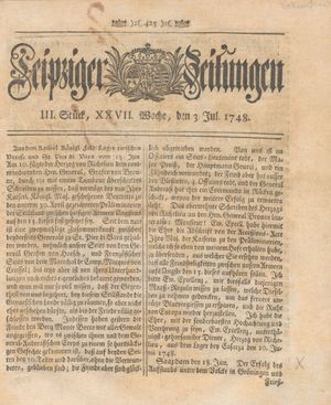 Leipziger Zeitungen vom 03.07.1748