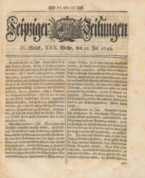 Leipziger Zeitungen vom 25.07.1748