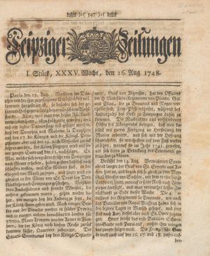 Leipziger Zeitungen vom 26.08.1748