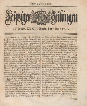 Leipziger Zeitungen vom 05.09.1748