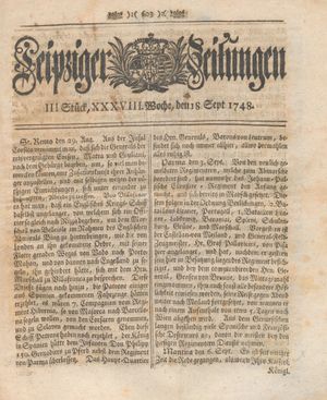 Leipziger Zeitungen vom 18.09.1748