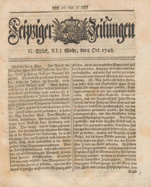 Leipziger Zeitungen vom 08.10.1748