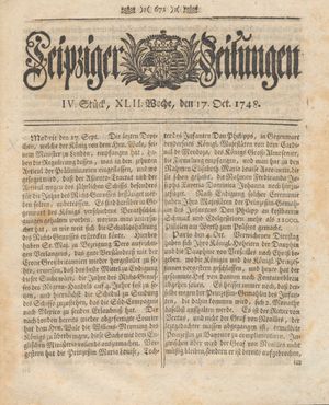 Leipziger Zeitungen vom 17.10.1748