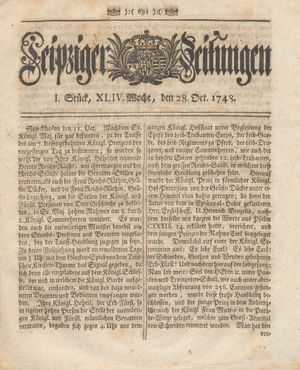 Leipziger Zeitungen vom 28.10.1748