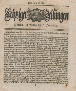 Leipziger Zeitungen vom 06.01.1749
