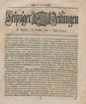 Leipziger Zeitungen vom 07.01.1749