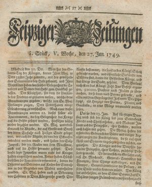 Leipziger Zeitungen on Jan 27, 1749