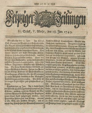 Leipziger Zeitungen vom 28.01.1749