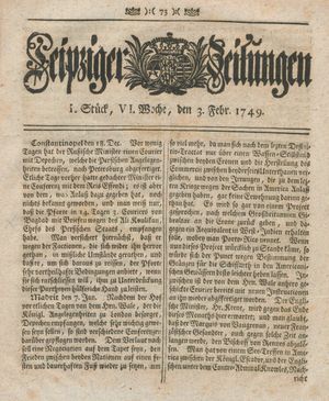Leipziger Zeitungen vom 03.02.1749