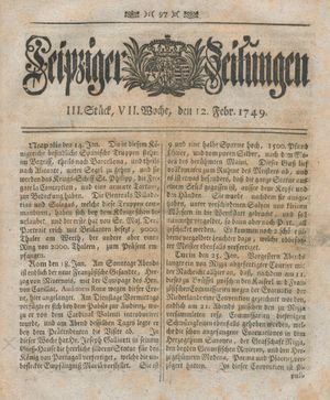 Leipziger Zeitungen vom 12.02.1749