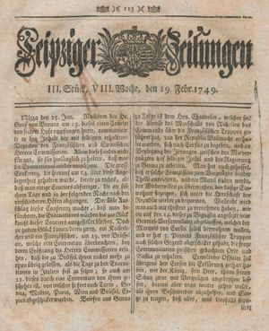 Leipziger Zeitungen vom 19.02.1749