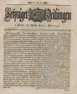 Leipziger Zeitungen vom 24.02.1749