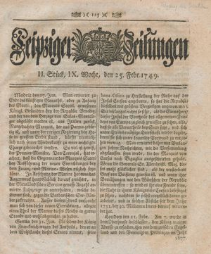 Leipziger Zeitungen vom 25.02.1749