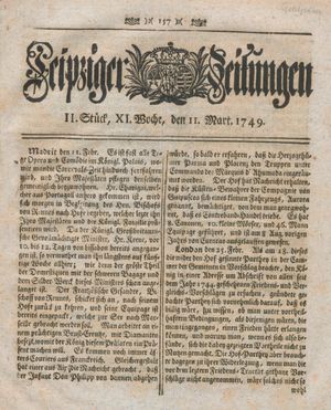 Leipziger Zeitungen vom 11.03.1749