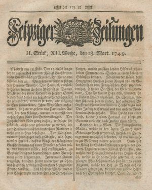 Leipziger Zeitungen vom 18.03.1749