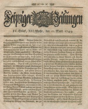 Leipziger Zeitungen vom 20.03.1749