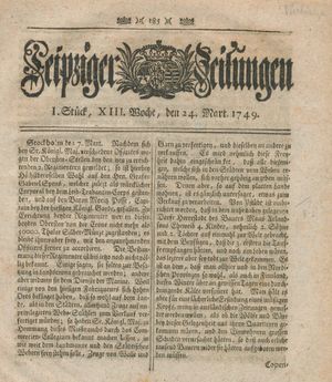 Leipziger Zeitungen vom 24.03.1749