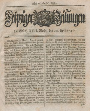 Leipziger Zeitungen vom 24.04.1749