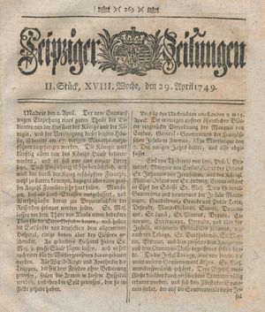 Leipziger Zeitungen vom 29.04.1749