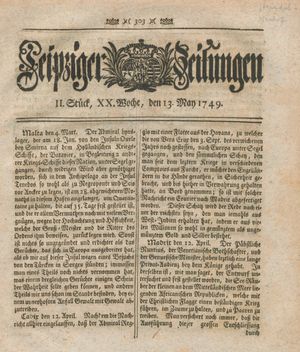 Leipziger Zeitungen vom 13.05.1749