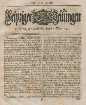 Leipziger Zeitungen vom 27.05.1749