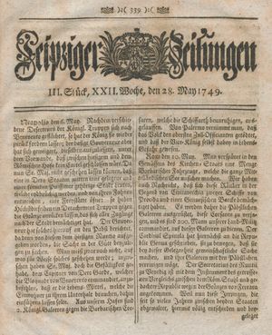 Leipziger Zeitungen vom 28.05.1749