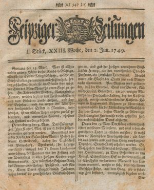Leipziger Zeitungen vom 02.06.1749