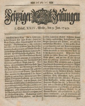 Leipziger Zeitungen vom 09.06.1749