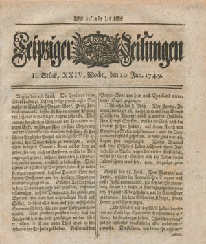 Leipziger Zeitungen vom 10.06.1749