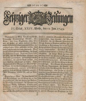 Leipziger Zeitungen vom 12.06.1749