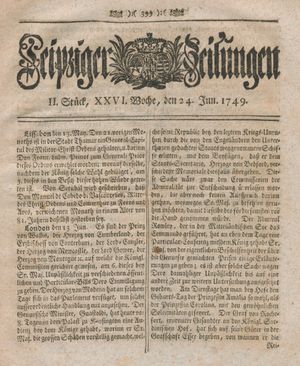 Leipziger Zeitungen vom 24.06.1749