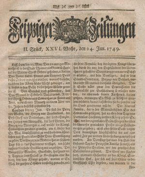 Leipziger Zeitungen vom 24.06.1749