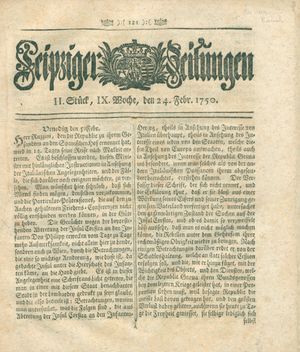 Leipziger Zeitungen vom 24.02.1750