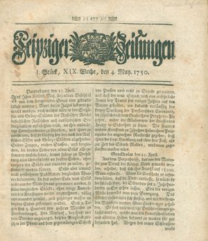 Leipziger Zeitungen vom 04.05.1750