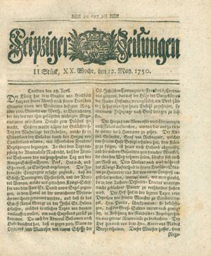 Leipziger Zeitungen vom 12.05.1750