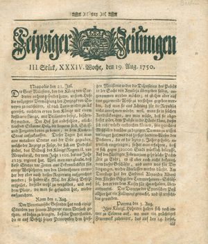 Leipziger Zeitungen on Aug 19, 1750