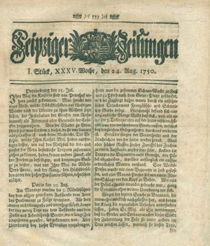 Leipziger Zeitungen vom 24.08.1750