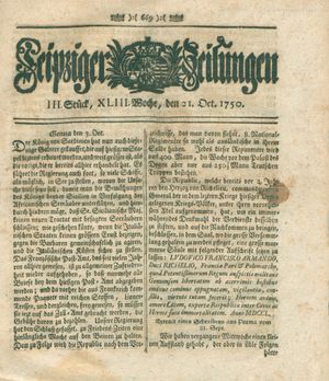 Leipziger Zeitungen on Oct 21, 1750