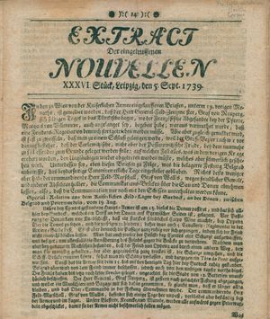 Extract der eingelauffenen Nouvellen on Sep 5, 1739