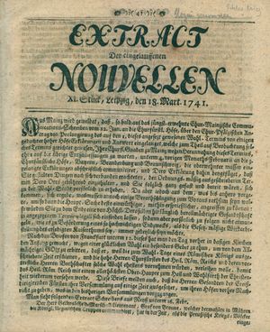 Extract der eingelauffenen Nouvellen vom 18.03.1741