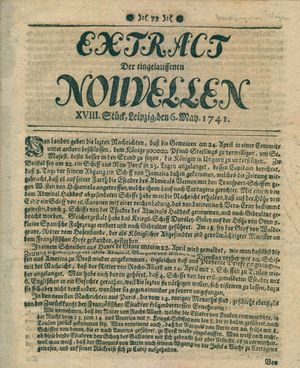 Extract der eingelauffenen Nouvellen vom 06.05.1741